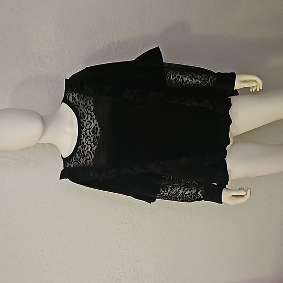 POL Velvet Lace Ruffle Witchy Goth Castlecore Long Sleeve Oversized Blouse - Picture 3 of 10